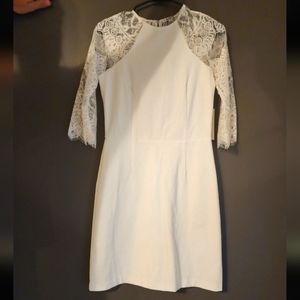 BB Dakota lace sleeve lace back white dress, Bachelorette, rehearsal dinner